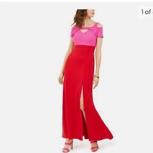 Fuchsia & Red Nightway Stretch Cutout Sheath Dress Size 10 Petite